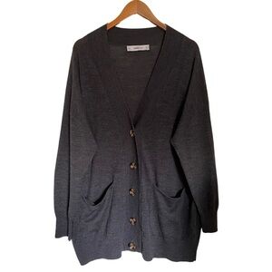 Zara Knit Soft Wool Blend Button Front Cardigan Sweater in Dark Gray Women’s S